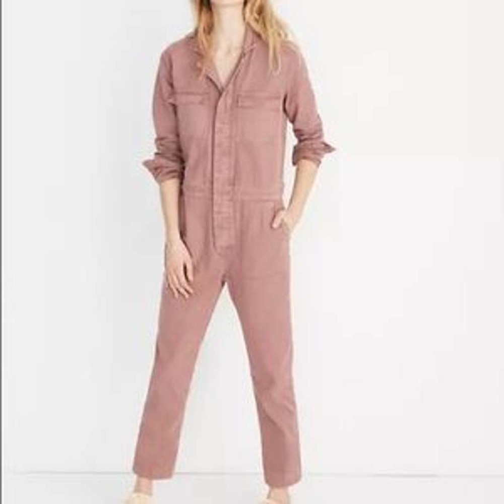 Madewell Signature Coverall Jumpsuit Long-Sleeve Rosebud Mauve XS